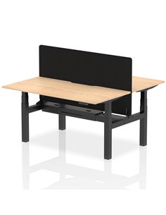 Dynamic Air 1600 x 800mm Height Adjustable 2 Person Bench Desk Maple Top Scalloped Edge Screen HA02317