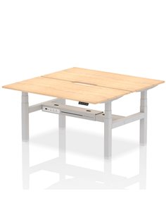 Dynamic Air 1600 x 800mm Height Adjustable 2 Person Bench Desk Maple Top Scalloped Edge HA02318