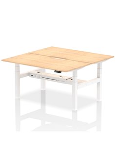 Dynamic Air 1600 x 800mm Height Adjustable 2 Person Bench Desk Maple Top Scalloped Edge HA02320