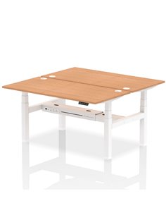 Dynamic Air 1600 x 800mm Height Adjustable 2 Person Bench Desk Oak Top Cable Ports HA02326