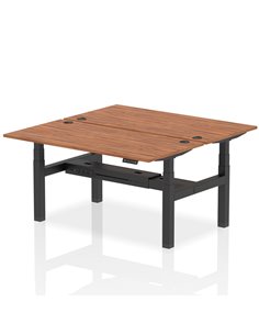 Dynamic Air 1600 x 800mm Height Adjustable 2 Person Bench Desk Walnut Top Cable Ports HA02334