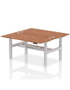 Dynamic Air 1600 x 800mm Height Adjustable 2 Person Bench Desk Walnut Top Cable Ports HA02336
