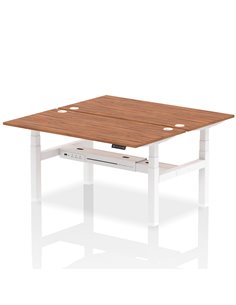 Dynamic Air 1600 x 800mm Height Adjustable 2 Person Bench Desk Walnut Top Cable Ports HA02338