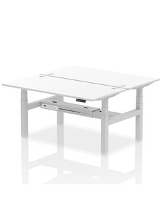 Dynamic Air 1600 x 800mm Height Adjustable 2 Person Bench Desk White Top Cable Ports HA02348