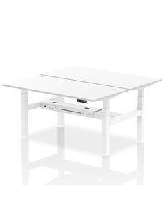 Dynamic Air 1600 x 800mm Height Adjustable 2 Person Bench Desk White Top Cable Ports HA02350