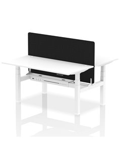 Dynamic Air 1600 x 800mm Height Adjustable 2 Person Bench Desk White Top Cable Ports Screen HA02351