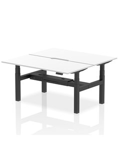 Dynamic Air 1600 x 800mm Height Adjustable 2 Person Bench Desk White Top Scalloped Edge HA02352