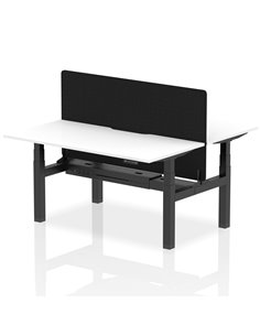 Dynamic Air 1600 x 800mm Height Adjustable 2 Person Bench Desk White Top Scalloped Edge Screen HA02353