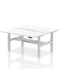 Dynamic Air 1600 x 800mm Height Adjustable 2 Person Bench Desk White Top Scalloped Edge HA02354