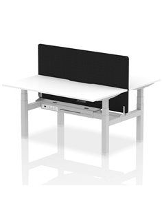 Dynamic Air 1600 x 800mm Height Adjustable 2 Person Bench Desk White Top Scalloped Edge Screen HA02355