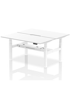 Dynamic Air 1600 x 800mm Height Adjustable 2 Person Bench Desk White Top Scalloped Edge HA02356