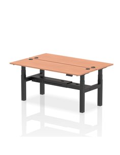 Dynamic Air 1800 x 600mm Height Adjustable 2 Person Bench Desk Beech Top Cable Ports HA02502
