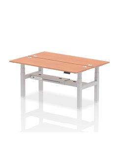 Dynamic Air 1800 x 600mm Height Adjustable 2 Person Bench Desk Beech Top Cable Ports HA02504