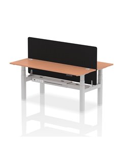 Dynamic Air 1800 x 600mm Height Adjustable 2 Person Bench Desk Beech Top Cable Ports Screen HA02505