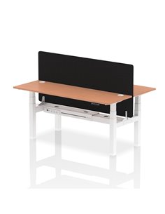 Dynamic Air 1800 x 600mm Height Adjustable 2 Person Bench Desk Beech Top Cable Ports Screen HA02507