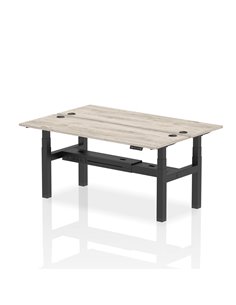 Dynamic Air 1800 x 600mm Height Adjustable 2 Person Bench Desk Grey Oak Top Cable Ports HA02508