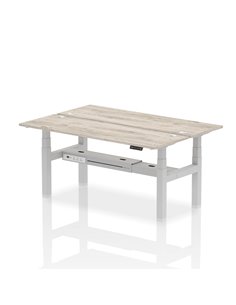Dynamic Air 1800 x 600mm Height Adjustable 2 Person Bench Desk Grey Oak Top Cable Ports HA02510