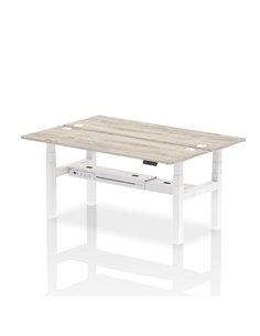 Dynamic Air 1800 x 600mm Height Adjustable 2 Person Bench Desk Grey Oak Top Cable Ports HA02512