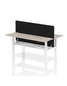 Dynamic Air 1800 x 600mm Height Adjustable 2 Person Bench Desk Grey Oak Top Cable Ports Screen HA02513