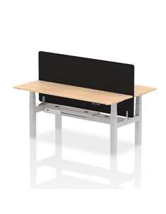 Dynamic Air 1800 x 600mm Height Adjustable 2 Person Bench Desk Maple Top Cable Ports Screen HA02517
