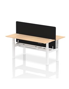 Dynamic Air 1800 x 600mm Height Adjustable 2 Person Bench Desk Maple Top Cable Ports Screen HA02519
