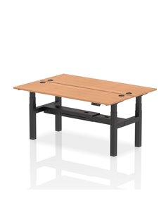 Dynamic Air 1800 x 600mm Height Adjustable 2 Person Bench Desk Oak Top Cable Ports HA02520