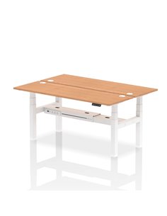 Dynamic Air 1800 x 600mm Height Adjustable 2 Person Bench Desk Oak Top Cable Ports HA02524