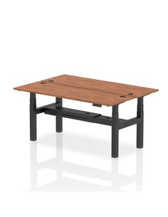 Dynamic Air 1800 x 600mm Height Adjustable 2 Person Bench Desk Walnut Top Cable Ports HA02526