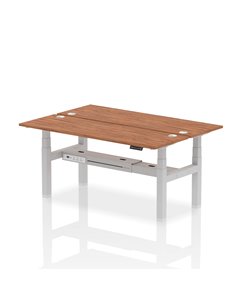 Dynamic Air 1800 x 600mm Height Adjustable 2 Person Bench Desk Walnut Top Cable Ports HA02528