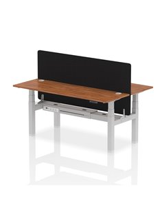 Dynamic Air 1800 x 600mm Height Adjustable 2 Person Bench Desk Walnut Top Cable Ports Screen HA02529