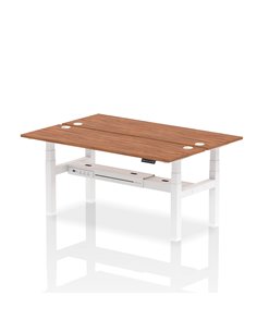 Dynamic Air 1800 x 600mm Height Adjustable 2 Person Bench Desk Walnut Top Cable Ports HA02530