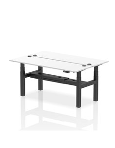 Dynamic Air 1800 x 600mm Height Adjustable 2 Person Bench Desk White Top Cable Ports HA02532