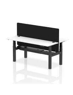 Dynamic Air 1800 x 600mm Height Adjustable 2 Person Bench Desk White Top Cable Ports Screen HA02533
