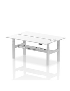 Dynamic Air 1800 x 600mm Height Adjustable 2 Person Bench Desk White Top Cable Ports HA02534