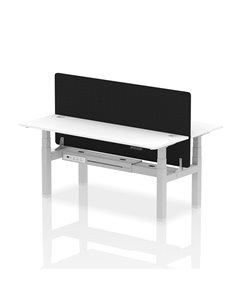 Dynamic Air 1800 x 600mm Height Adjustable 2 Person Bench Desk White Top Cable Ports Screen HA02535