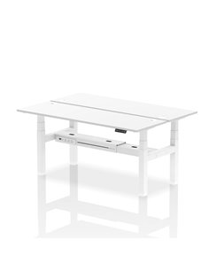 Dynamic Air 1800 x 600mm Height Adjustable 2 Person Bench Desk White Top Cable Ports HA02536