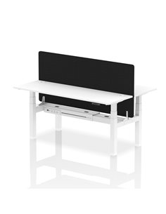 Dynamic Air 1800 x 600mm Height Adjustable 2 Person Bench Desk White Top Cable Ports Screen HA02537