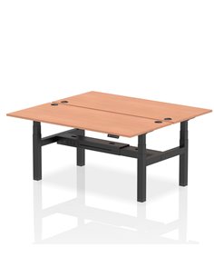 Dynamic Air 1800 x 800mm Height Adjustable 2 Person Bench Desk Beech Top Cable Ports HA02610