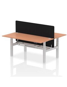 Dynamic Air 1800 x 800mm Height Adjustable 2 Person Bench Desk Beech Top Cable Ports Screen HA02613