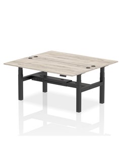 Dynamic Air 1800 x 800mm Height Adjustable 2 Person Bench Desk Grey Oak Top Cable Ports HA02622