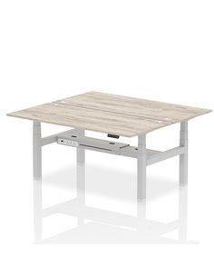 Dynamic Air 1800 x 800mm Height Adjustable 2 Person Bench Desk Grey Oak Top Cable Ports HA02624