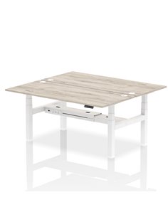 Dynamic Air 1800 x 800mm Height Adjustable 2 Person Bench Desk Grey Oak Top Cable Ports HA02626