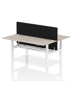 Dynamic Air 1800 x 800mm Height Adjustable 2 Person Bench Desk Grey Oak Top Cable Ports Screen HA02627