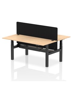 Dynamic Air 1800 x 800mm Height Adjustable 2 Person Bench Desk Maple Top Cable Ports Screen HA02635