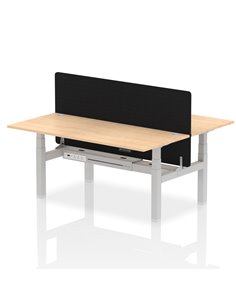 Dynamic Air 1800 x 800mm Height Adjustable 2 Person Bench Desk Maple Top Cable Ports Screen HA02637