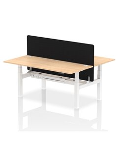 Dynamic Air 1800 x 800mm Height Adjustable 2 Person Bench Desk Maple Top Cable Ports Screen HA02639
