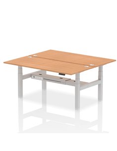 Dynamic Air 1800 x 800mm Height Adjustable 2 Person Bench Desk Oak Top Cable Ports HA02648
