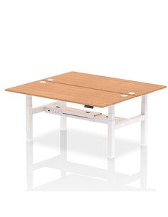Dynamic Air 1800 x 800mm Height Adjustable 2 Person Bench Desk Oak Top Cable Ports HA02650