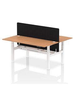 Dynamic Air 1800 x 800mm Height Adjustable 2 Person Bench Desk Oak Top Cable Ports Screen HA02651