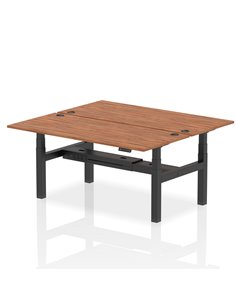 Dynamic Air 1800 x 800mm Height Adjustable 2 Person Bench Desk Walnut Top Cable Ports HA02658